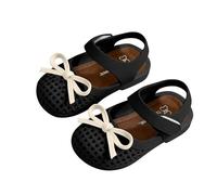 Saxrel Girls Sandals Size 4.5 Girls' PVC Mary Jane Sandals - Breathable Mesh Bow Accent Adjustable Strap Non-Slip Sole Flats Shoes for KindergartenBeach Vacation Trips Outdoor Summer Casual Wear