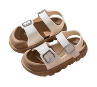 Saxrel Girls Sandals Size 7.5 Girls' PVC Anti-Scratching Sandals - Double Buckle Adjustable Strap Hollow Out Non-Slip Thick Sole Beach Shoes for Summer Casual Wear Outdoor Play Vacation Outing Trips