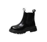 Saxrel Girls School Boots Patent Leather Chelsea Ankle High Walking Boots - Pull-On Elastic Side Zipper Non-Slip Soke Hiking Shoes for Daily Schoool Commute Outdoor Sports 4-11 Years