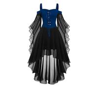 Saxrel Gothic Wedding Dress Ladies - Halloween Costume Victorian Vampire Medieval Dresses 3/4 Chiffon Sleeve Renaissance Steampunk Witches Cold Shoulder Layered Outfit