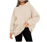 Saxrel Hoodies for Women UK Solid Oversized Drawstring Hoodie - Pullover Tops with Kangaroo Pocket Long Sleeve Hooded Sweatshirt for Gym Workout Office Commute Work Casual Wear S-5XL