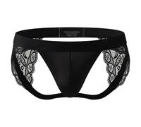 Saxrel Jock Straps for Men Low Waist Lace Sheer Mens Thongs - G-Strings Sexy Underwear Brief Solid Color Jockstrap for Intimate Occasions Comfortable Loungewear