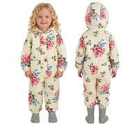 Saxrel Khaki Kids Puddle Suit Printed Waterproof All-In-One Hooded Rain Suit - Reflective Strips Lighweight Raincoat for School Puddle Play & Outdoor Sports Running 7-8Years