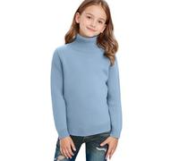 Saxrel Light Blue Boys & Girls School Jumper Turtle Neck - Knit Sweater Kid Sweatshirt Long Sleeve Base Top Pullover Winter Warm Thick Casual Knitwear Solid Color Kids Jumper 14 Years