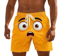 Saxrel Men's Funny Face Print Beach Shorts Quick-Dry Swimming Shorts - Summer Y2K Pants with Pockets Novelty Swimming Trunks for Pool Running Hiking Sportswear