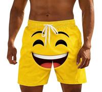 Saxrel Men's Funny Face Print Beach Shorts Quick-Dry Swimming Shorts - Summer Y2K Pants with Pockets Novelty Swimming Trunks for Pool Running Hiking Sportswear