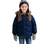 Saxrel Navy Boy & Girls Thick Down Jacket 3 Years DoubleSided Kids Coat Zipper Outerwear Winter Warm Fleece Outdoor Wear Thick Windproof Pocket Windbreaker