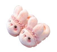 Saxrel Pink Bunny Ear Cute Kids Slippers Plush Fleece Animal Slipper Fuzzy House Shoes Winter Warm Indoor Casual Home Bunny Shoes Non-Slip Thick Sole Footwear for Boys Girls UK Size 13