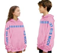 Saxrel Pink Kids' Y2K Hoodies Oversized Cute School Jumpers - I Love You This Much Funny Print Hooded Sweatshirt Casual Outing Sweatshirt for Boys & Girls for Daily/School Wear 5 Years