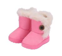 Saxrel Pink Quilted Ankle High Snow Boots Girls Winter Warm Plush Fleece Lined School Shoes Strap Buckle Cute Kids Riding Boots Sweet Casual Outing Anti-Slip Thick Sole Footwears UK Size 10