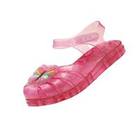 Saxrel Princes Jelly Girls Sandals Closed-Toe Hollow Out Roman Sandals Size 2 - PVC Adjustable Ankle Strap Soft Non-Slip Sole Shoes with Cute Accents for Summer Beach Swimming Pool Outdoor Hiking