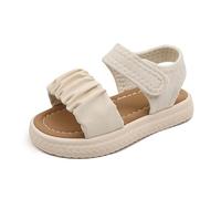 Saxrel PU Ruched Strap Kids Sandals Open-Toe Princess Sandals Size 12 - Hook-and-Loop Soft Non-Slip Sole Summer Shoes for Non-School Uniform Days Outdoor Hiking Beach Vocation Trips