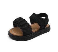 Saxrel PU Ruched Strap Kids Sandals Open-Toe Princess Sandals Size 6 - Hook-and-Loop Soft Non-Slip Sole Summer Shoes for Non-School Uniform Days Outdoor Hiking Beach Vocation Trips