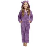 Saxrel Purple Girls Teddy Fleece Cute Ear Hooded Onesie Winter Warm Zipper Kids Onesie Sleepsuits One Piece Pyjamas Fleece Pjs Thickened Thermal Loungewear Fuzzy Nightwear 7 Years