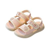 Saxrel PVC Open-Toe Kids Sandals Summer Non-Slip Beach Sandals Size 11 - Double Hook-and-Loop with Heart Bow Accents Casual Shoes for School Casual Outings Vocation Hiking Trips