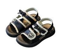Saxrel PVC Open-Toe Kids Sandals Summer Non-Slip Beach Sandals Size 12 - Double Hook-and-Loop with Heart Bow Accents Casual Shoes for School Casual Outings Vocation Hiking Trips