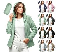 Saxrel Rain Coats for Women Waterproof Packable Hooded Rain Jacket - Long Sleeve, Pockets, Lightweight Nylon Summer Jacket for Outdoor Hiking Travel Rainy Commute Hill Walking