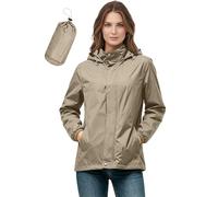 Saxrel Rain Coats for Women Waterproof Packable Hooded Rain Jacket - Long Sleeve, Pockets, Lightweight Nylon Summer Jacket for Outdoor Hiking Travel Rainy Commute Hill Walking