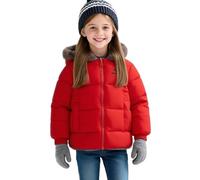 Saxrel Red Boy & Girls Thick Down Jacket 4 Years DoubleSided Kids Coat Zipper Outerwear Winter Warm Fleece Outdoor Wear Thick Windproof Pocket Windbreaker