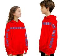 Saxrel Red Kids' Y2K Hoodies Oversized Cute School Jumpers - I Love You This Much Funny Print Hooded Sweatshirt Casual Outing Sweatshirt for Boys & Girls for Daily/School Wear 13 Years