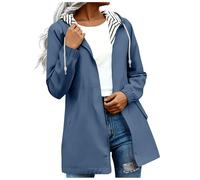 Saxrel Summer Jackets for Women UK Lightweight Waterproof Jacket - Stripe Lined Drawstring Hood, Nylon Ladies Raincoat for Rainy Commute Hiking Casual Outing Travel Walking Camping S-5XL