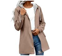 Saxrel Summer Jackets for Women UK Lightweight Waterproof Jacket - Stripe Lined Drawstring Hood, Nylon Ladies Raincoat for Rainy Commute Hiking Casual Outing Travel Walking Camping S-5XL