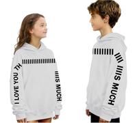 Saxrel White Kids' Y2K Hoodies Oversized Cute School Jumpers - I Love You This Much Funny Print Hooded Sweatshirt Casual Outing Sweatshirt for Boys & Girls for Daily/School Wear 9 Years