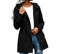 Saxrel Women's Lightweight Waterproof Jacket Cinched Waist Hooded Raincoat - Summer Windbreaker with Pocket Windproof Rain Jackets for Rainy Office Commutes Hiking Camping Outdoor Sports Walking