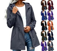 Saxrel Women's Lightweight Waterproof Jacket Cinched Waist Hooded Raincoat - Summer Windbreaker with Pocket Windproof Rain Jackets for Rainy Office Commutes Hiking Camping Outdoor Sports Walking