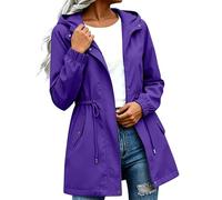 Saxrel Women's Lightweight Waterproof Jacket Cinched Waist Hooded Raincoat - Summer Windbreaker with Pocket Windproof Rain Jackets for Rainy Office Commutes Hiking Camping Outdoor Sports Walking