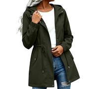 Saxrel Women's Lightweight Waterproof Jacket Cinched Waist Hooded Raincoat - Summer Windbreaker with Pocket Windproof Rain Jackets for Rainy Office Commutes Hiking Camping Outdoor Sports Walking