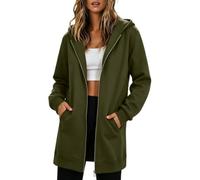 Saxrel Womens Longline Zip Up Hoodie Drop Shoulder Sweatshirt Jackets | Warm Soft Hooded Long Sweater Jackets with Side Pocket for Winter Weekend Outdoor Walking Travel Commuting Daily Casual Wear