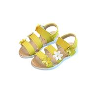 Saxrel Yellow Girls Flower Accent Summer Beach Sandals - Adjustable Strap open toe sandals Sweet Princess Shoes 1-10 Years for Birthday Parties,Beach Holidays Outings,Daily School Wear Length 14cm