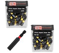 Saxton 48 x PZ2 25mm Impact Duty Pozi-Drive Screwdriver Drill Driver Bits Set + Bit Holder in Tic Tac Box