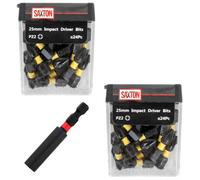 Saxton Blades Saxton 48 X Pz2 25mm Impact Duty Pozi-Drive Screwdriver Drill Driver Bits Set + Bit Holder In Tic Tac Box