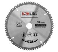 Saxton TCT Circular Fine Cutting Wood Saw Blade 165mm x 20mm (16mm Ring) x 80 Teeth Compatible with Bosch Makita etc