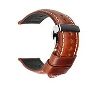 SAXTZDS 18mm - 26mm Genuine Leather Watch Band vintage leather Men's watch wristband with Butterfly Buckle Clasp, Light Brown, 26mm