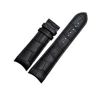 SAXTZDS Curved End Genuine Leather Watchband 22mm 23mm 24mm Men's watch wristband black/brown watch strap, 23mm