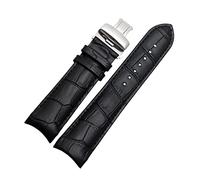 SAXTZDS Curved End Genuine Leather Watchband 22mm 23mm 24mm Men's watch wristband black/brown watch strap, 22mm