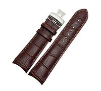 SAXTZDS Curved End Genuine Leather Watchband 22mm 23mm 24mm Men's watch wristband black/brown watch strap, 24mm