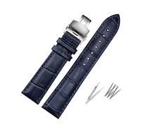 SAXTZDS Dark Blue Watch Strap with Butterfly Clasp 16mm - 23mm Men's Watch Wristband Watch Replacement Strap, 22mm