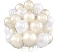Saxuxu Pearl Balloons, 50 Pcs 12 Inches Pearl White Double Stuffed Balloon, Sand White Clear Cream Nude Latex Balloons for Wedding Engagement Wedding Bridal Baby Shower Party Birthday Decoration