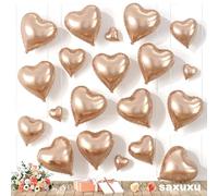 Saxuxu Rose Gold Heart Balloons, 20 Pcs 5/10/18 inch Foil Heart Balloons for Valentine's Day Decorations, Wedding, Engagement, Bridal Showers, Anniversary Celebrations