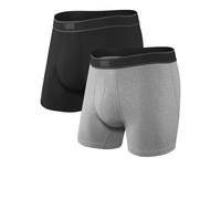 SAXX Underwear Men's Boxer Shorts - DAYTRIPPER Men’s Underwear - Boxer Shorts with Built-In BallPark Pouch Support - Pack of 2, Black/Grey Heather, Medium