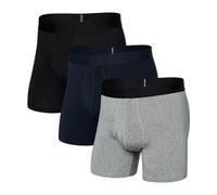 Saxx Droptemp Cool Cotton 3 Pack Men's Boxer Shorts - Dark Grey Heather/Dark Ink/Black (UK, Alpha, L, Regular, Regular, Dark Grey Heather/Dark Ink/Black)