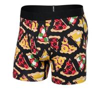 Saxx DropTemp Cooling Cotton Boxer Briefs, Any Way U Slice It/Black - S