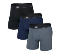 Saxx Essential Cotton 3-Pack Boxer Briefs, Black/Turbulence/Maritime