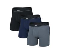SAXX Essential Cotton Boxer Brief Fly 3-Pack - Black/Turbulence/Maritime