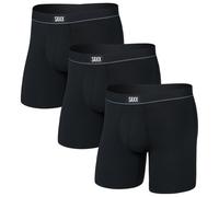 Saxx Men's Essential Cotton Boxer Briefs - Fly 3-Pack - Black L