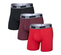 Saxx Essential Performance 3-Pack Mesh Boxer Briefs, Classic Red/Maroon/Black - M
